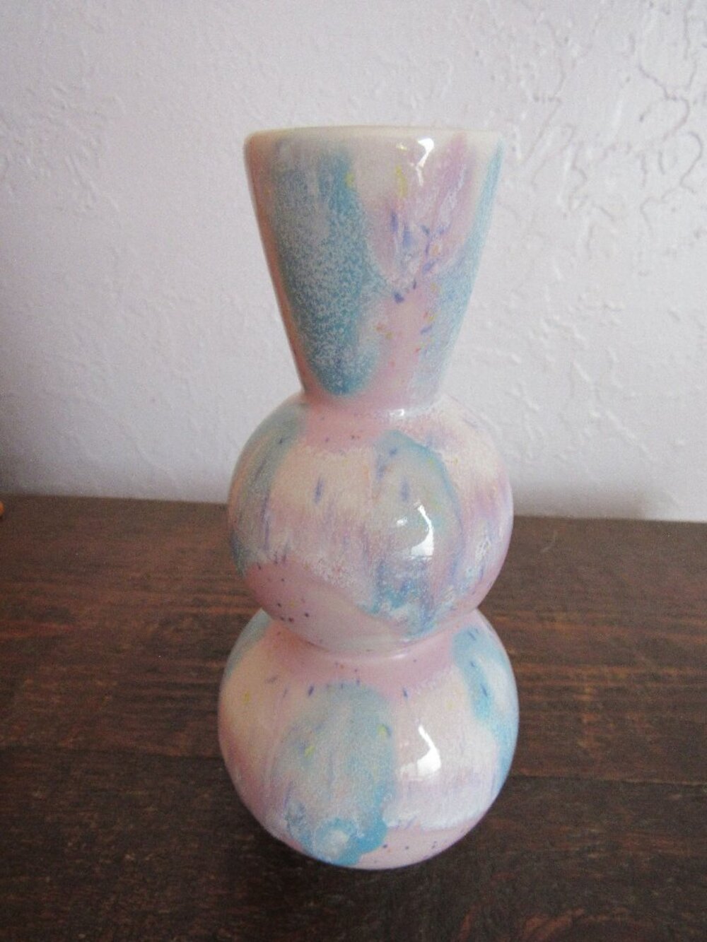 Pink and Blue Drip Glaze Bowl and Matching Vase